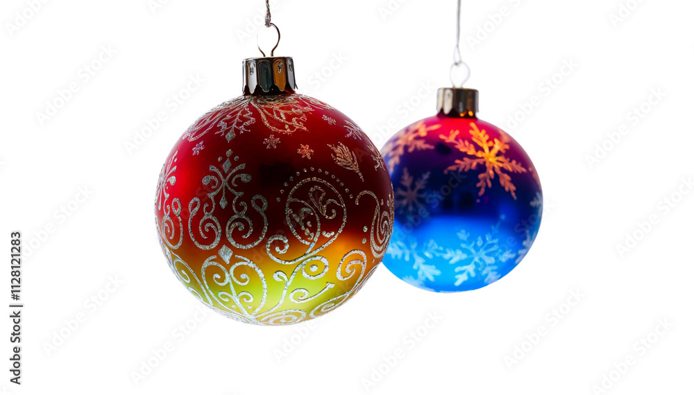 Christmas Balls Trio with Elegant Designs on Bright White Background Christmas Balls Trio with Elegant Designs on Bright White Background