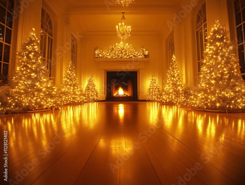 Wallpaper Mural Festive Christmas Trees Illuminate Grand Hallway Torontodigital.ca