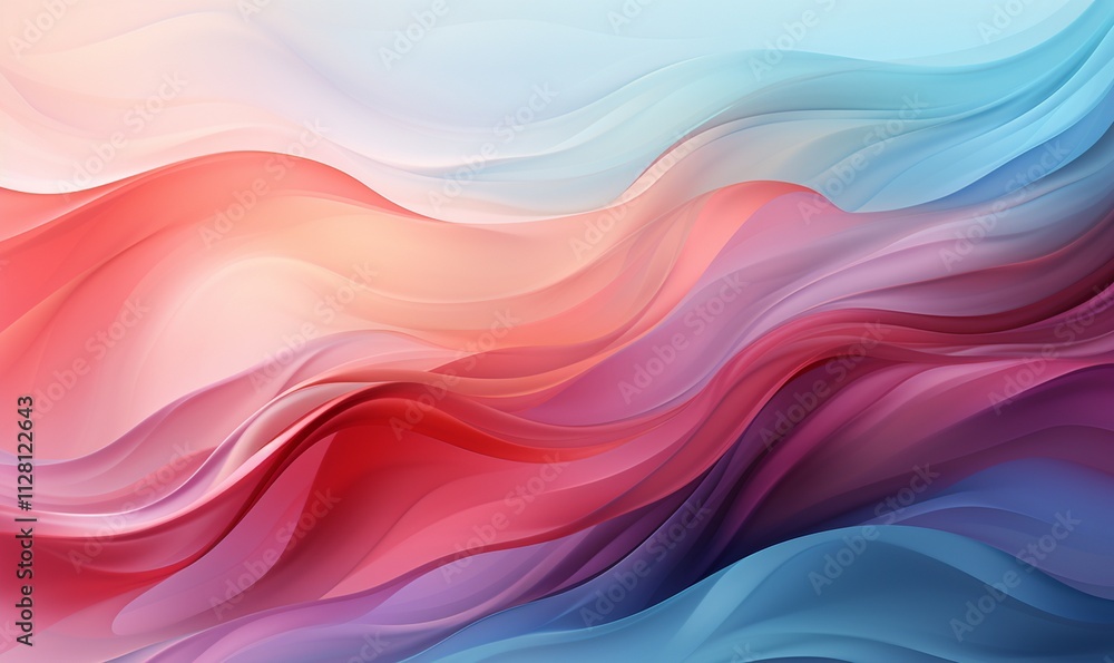 Digital Abstract Artwork with Fluid Waves of Pastel Colors in Dreamlike Landscape Digital Abstract Artwork with Fluid Waves of Pastel Colors in Dreamlike Landscape