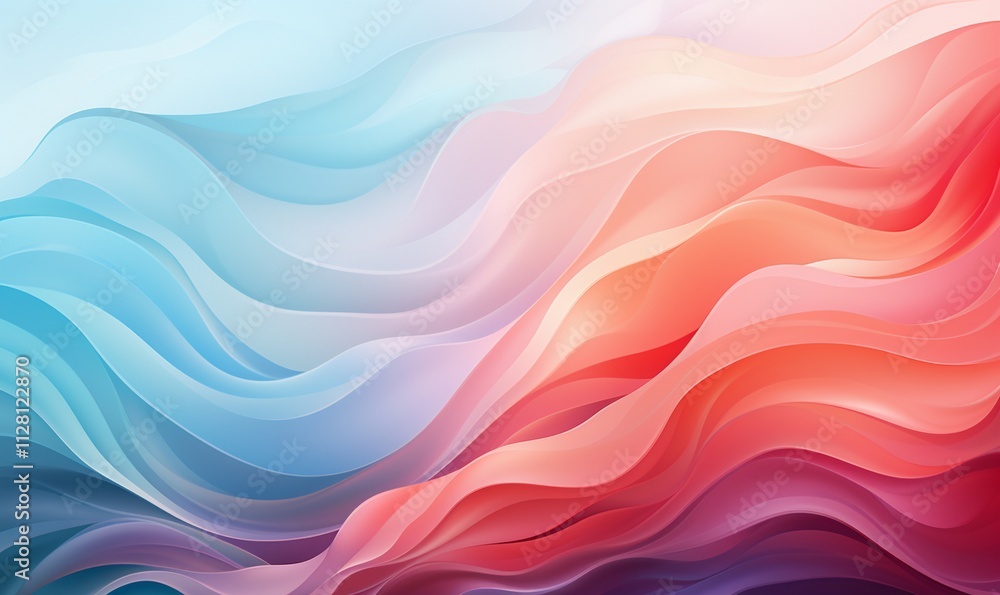 Digital Abstract Artwork with Fluid Waves of Pastel Colors in Dreamlike Landscape Digital Abstract Artwork with Fluid Waves of Pastel Colors in Dreamlike Landscape