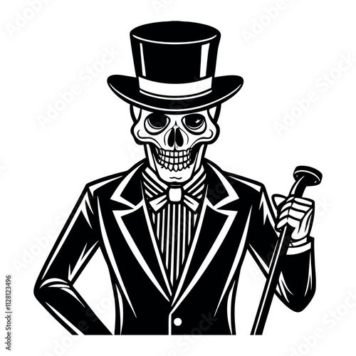 Print man skull with his hat vector