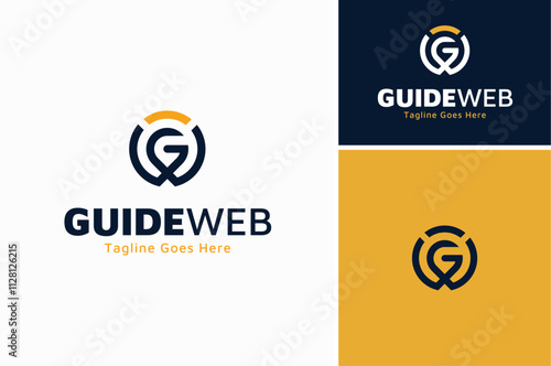 Initial Letter G  or Monogram GW WG with GPS Map Pointer for Web Navigation Address Location logo design