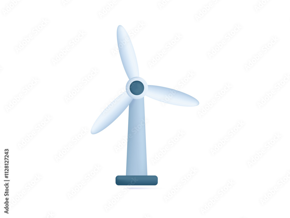 Windmill with wing, 3d icon. Ecological station, turbine, aerogenerator. Wind power, modern technological device, electrical energy production. Industrial equipment, source of renewable energy. Vector Windmill with wing, 3d icon. Ecological station, turbine, aerogenerator. Wind power, modern technological device, electrical energy production. Industrial equipment, source of renewable energy. Vector