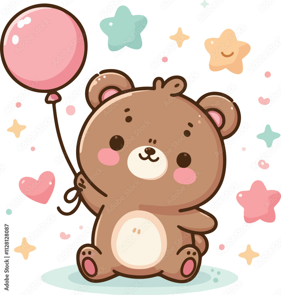 Cute bear cartoon vector on white background