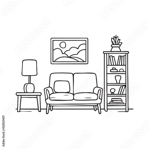 Furniture arranged in cozy living room