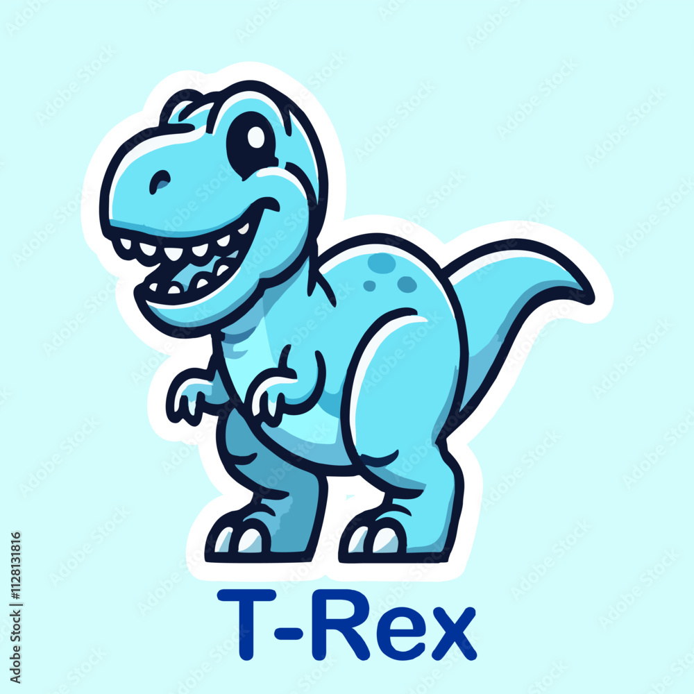 Fototapeta premium T Rex Flat cute dino cartoon vector Illustration 1.eps