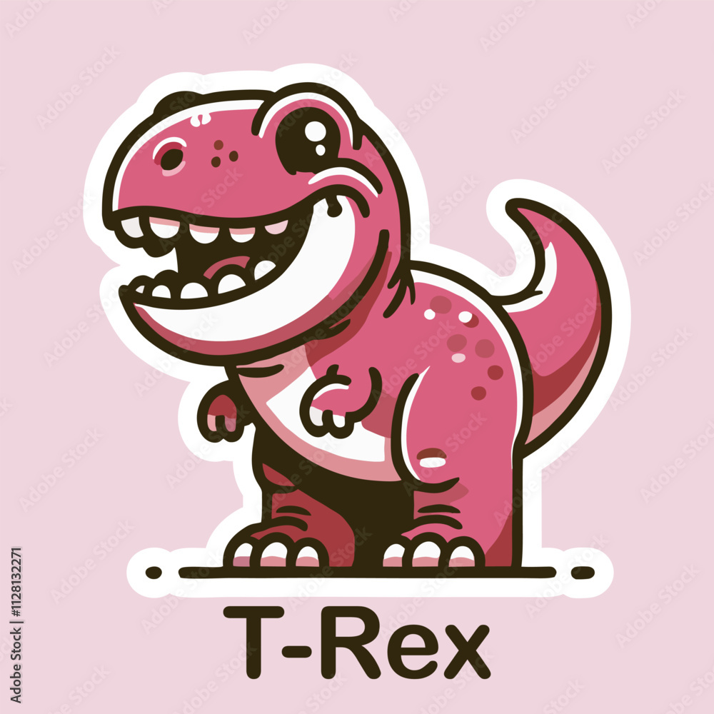 Fototapeta premium T Rex Flat cute dino cartoon vector Illustration 3.eps