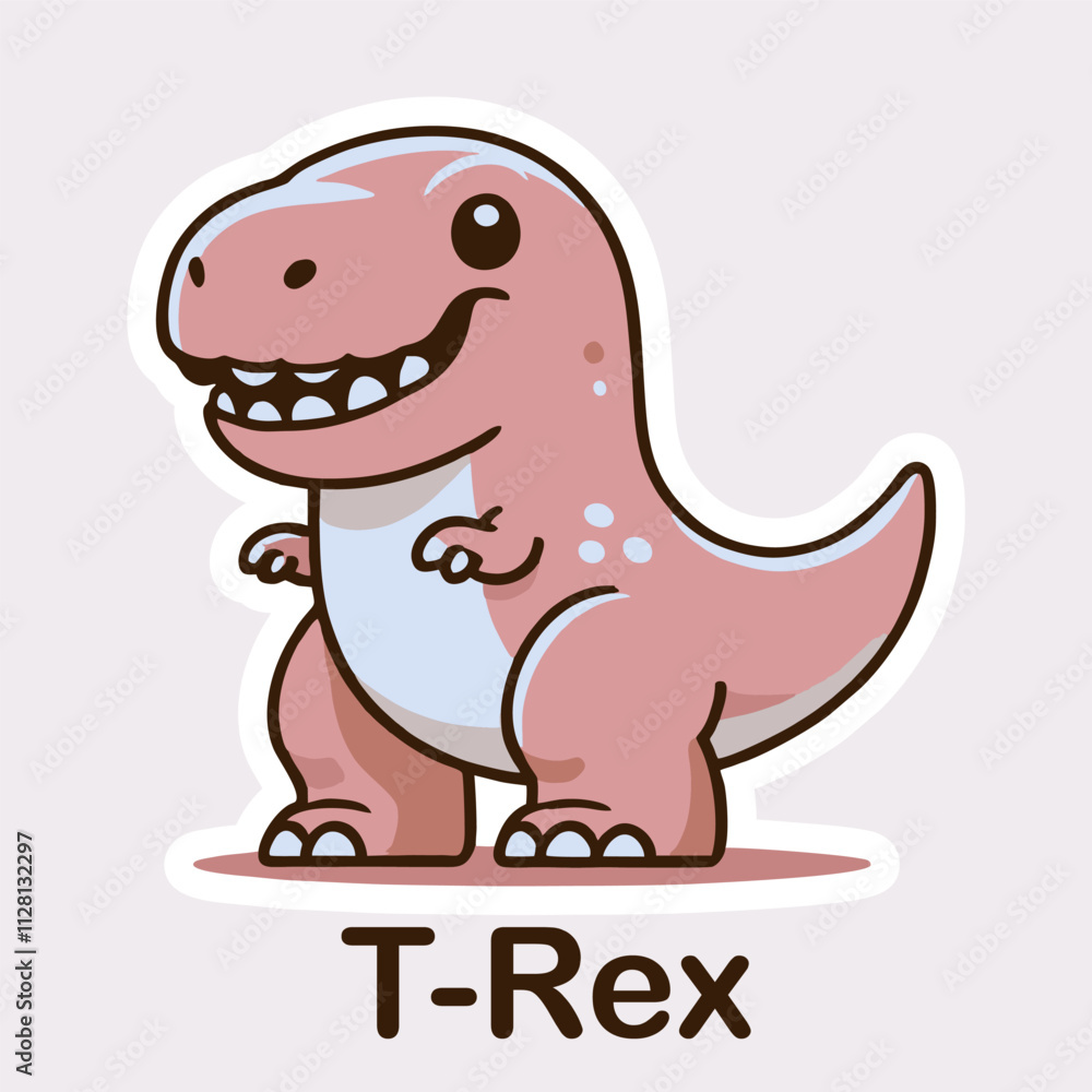 Obraz premium T Rex Flat cute dino cartoon vector Illustration 4.eps