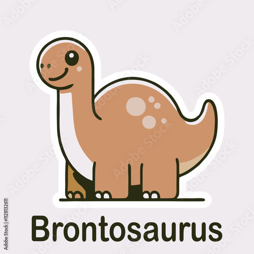 Brontosaurus Flat cute dino cartoon vector Illustration 4.eps