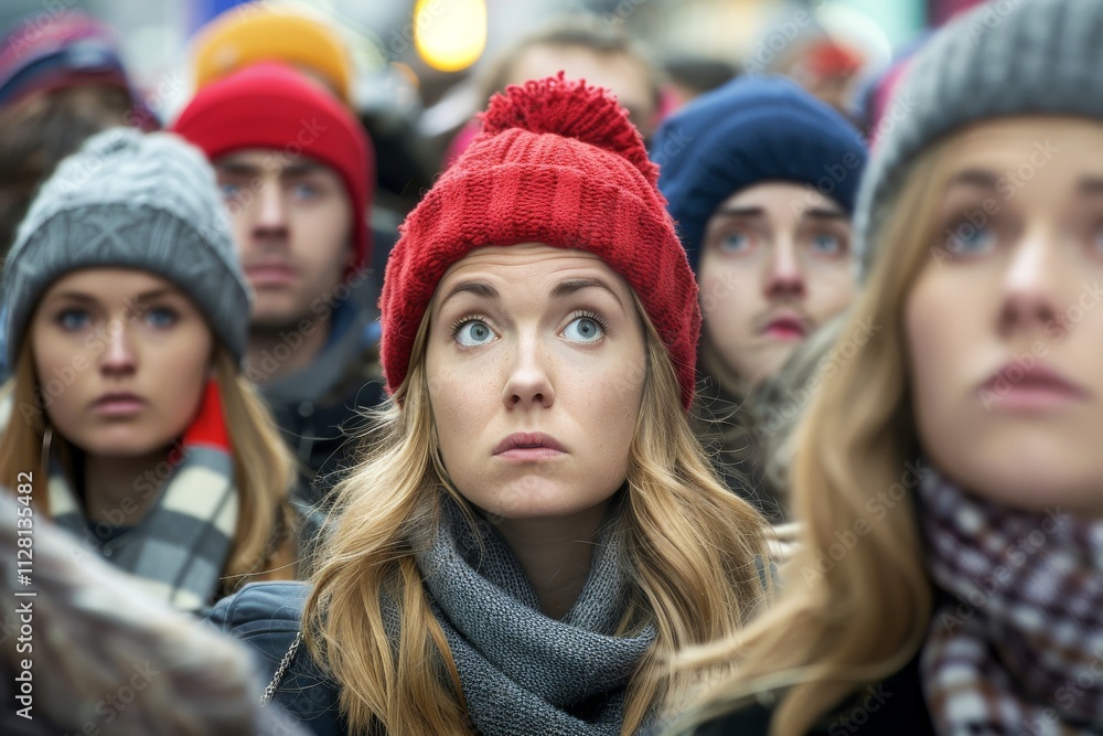Portrait of young woman on the street. Focus on the girl Portrait of young woman on the street. Focus on the girl