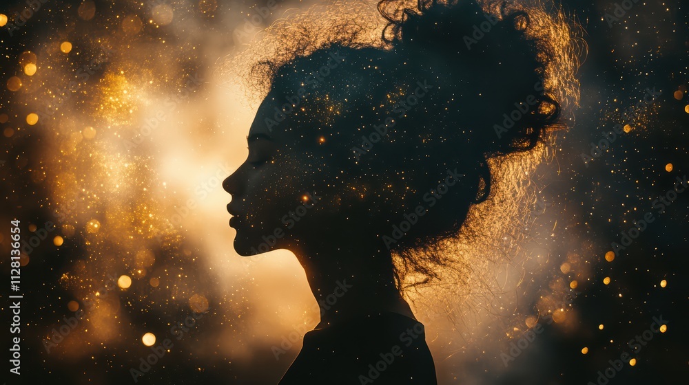 Silhouette of Person Against Starry Night Outdoor Setting Photography Nighttime Side Profile Cosmic Wonder Silhouette of Person Against Starry Night Outdoor Setting Photography Nighttime Side Profile Cosmic Wonder