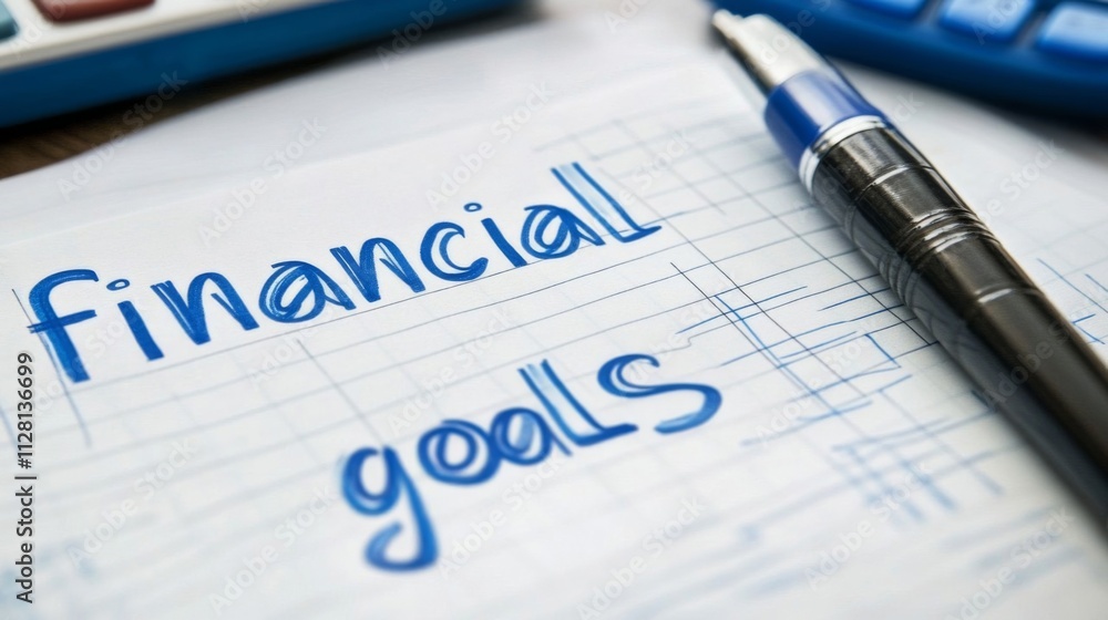 Financial Goals Written on Grid Paper With Pen Financial Goals Written on Grid Paper With Pen