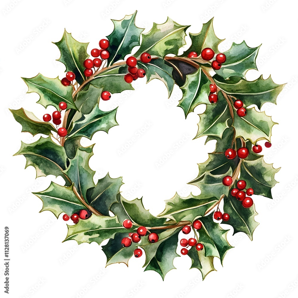 Fototapeta premium Holly Jolly Christmas Wreath 