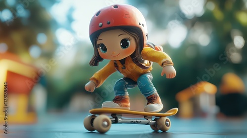 Wallpaper Mural Dynamic Skating Character Park Animation Outdoor Low Angle Cute Minimal Style Torontodigital.ca