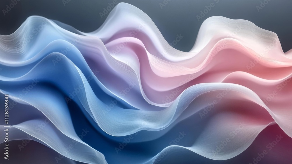 Fototapeta premium Abstract Wavy Pastel Blue Pink Design