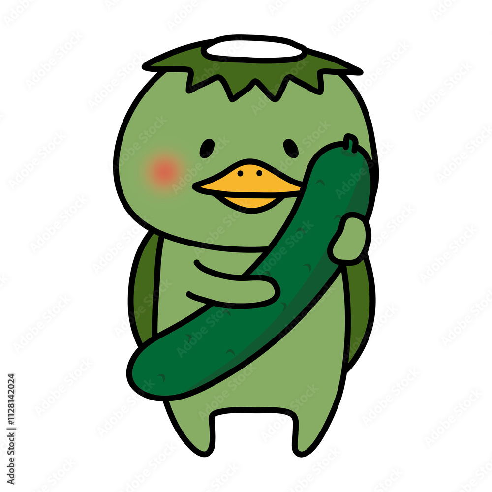Obraz premium きゅうりを大事に持つ河童