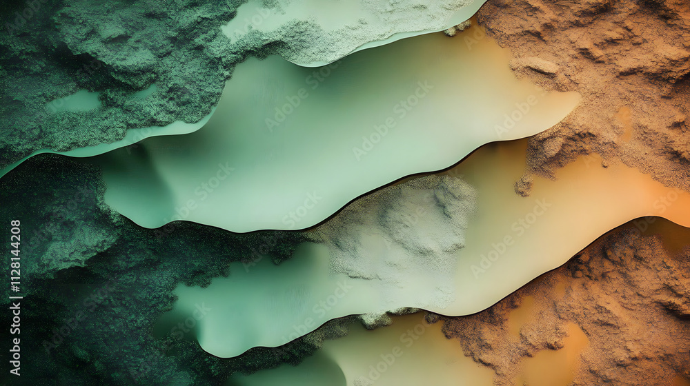 Obraz premium Toxic soil abstract background in green and brown tones