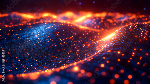 Glowing Futuristic Wave of Data Points