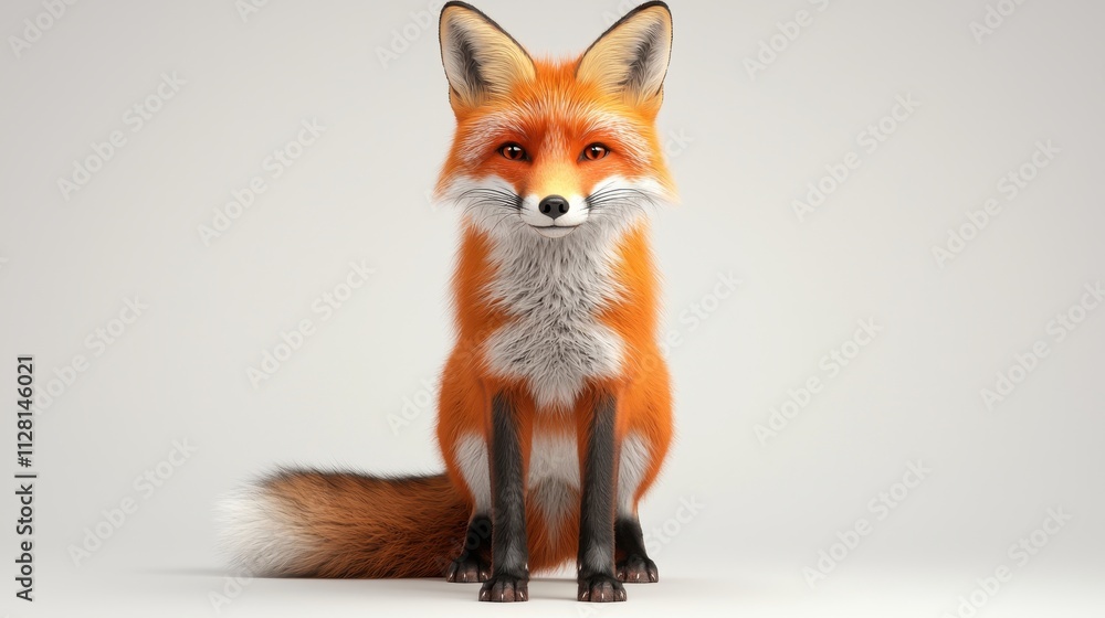 A realistic depiction of a fox, showcasing its vibrant orange fur and expressive features against a minimalistic background. A realistic depiction of a fox, showcasing its vibrant orange fur and expressive features against a minimalistic background.