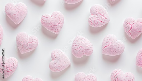 Pink Hearts on White Background