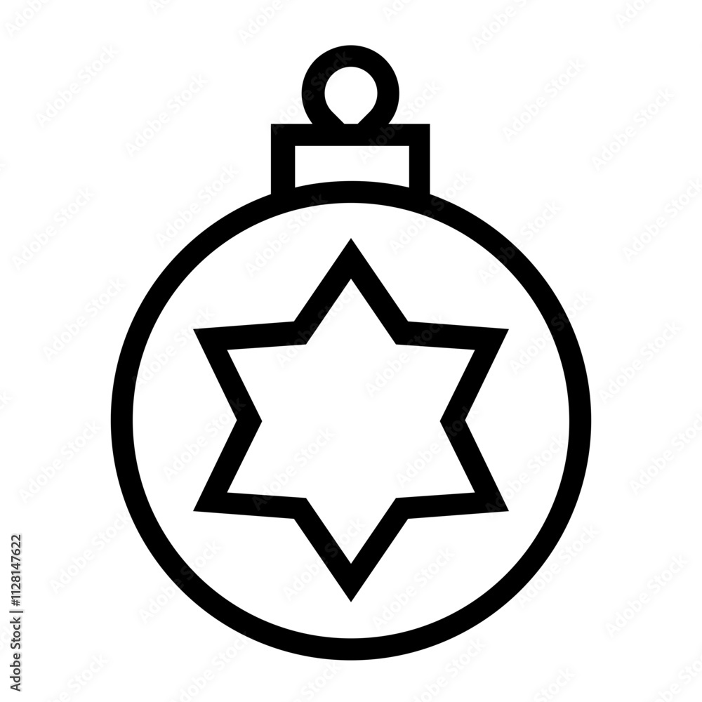 Bauble Icon, Christmas Ball Decoration Single Icon in Outline Style
