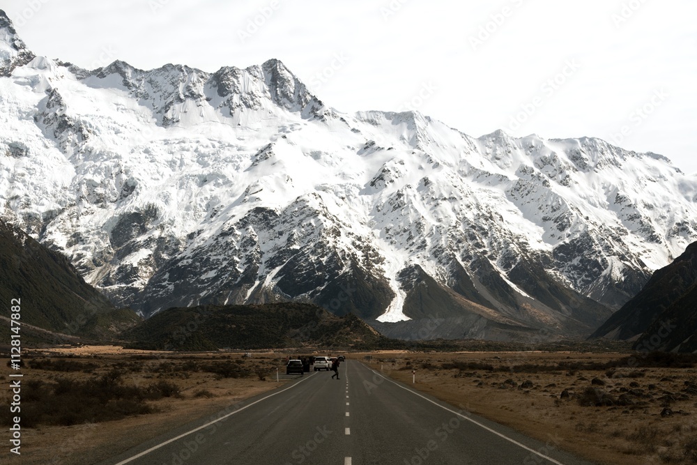 Naklejka premium State Highway 80 with Alpine View, Scenic Mountain Road and Landscape