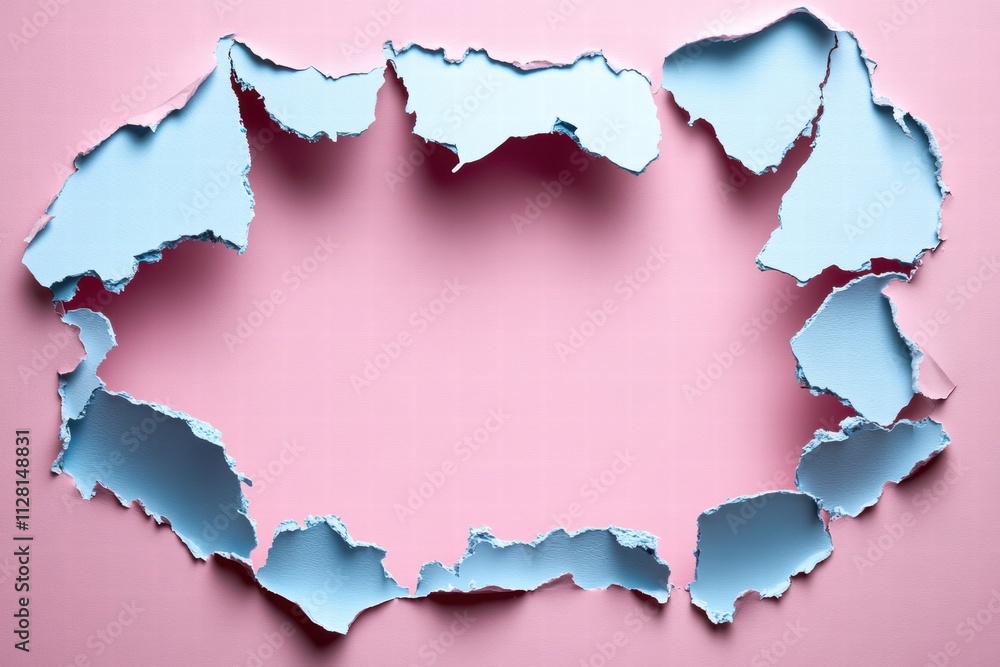 Pastel Pink and Blue Torn Paper Frame Pastel Pink and Blue Torn Paper Frame