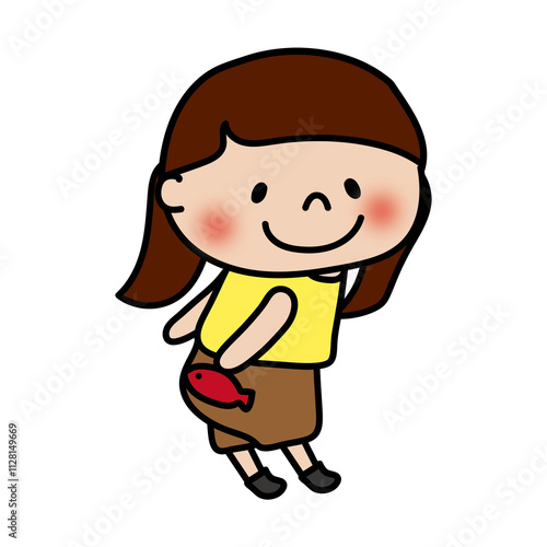 Wallpaper Mural お尻に魚がついている子供（女の子） Torontodigital.ca