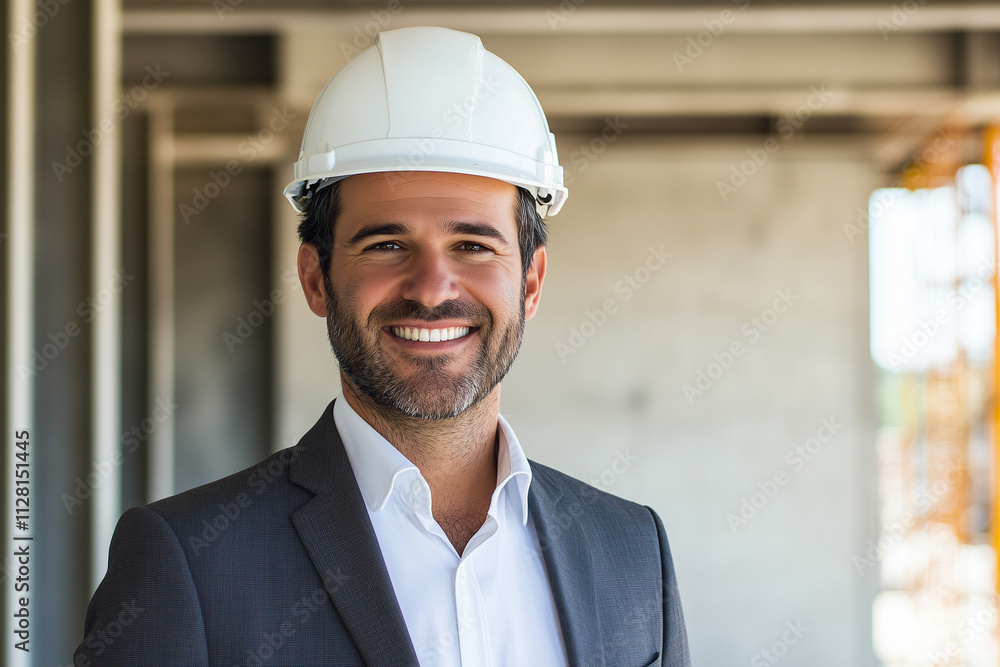 confident engineer at the site. confident engineer at the site.
