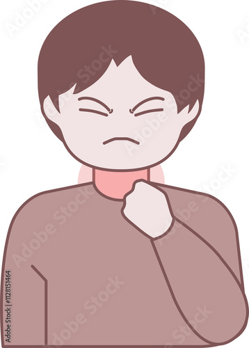 Sore throat, cold, tonsillitis, sore throat illustration