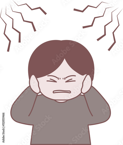 Interfloor noise, noise, people blocking their ears, noise pollution illustration