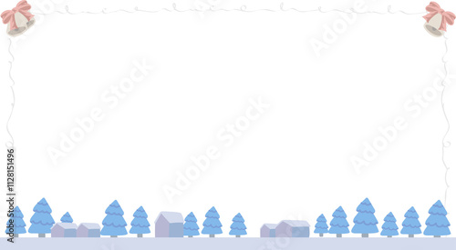 Christmas winter village landscape frame illustration