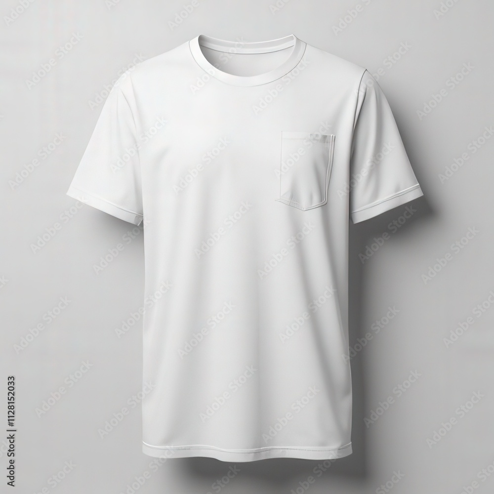 Professional 3D T-Shirt mockup with pocket showcasing detailed fabric texture, soft lighting, and a neutral backdrop for customization. Professional 3D T-Shirt mockup with pocket showcasing detailed fabric texture, soft lighting, and a neutral backdrop for customization.