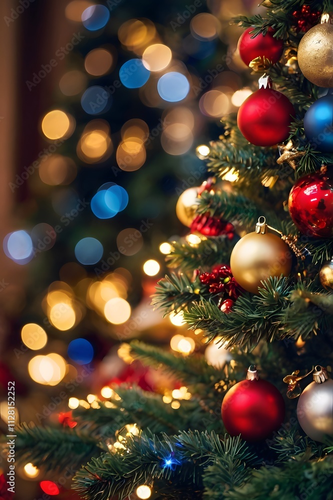Holiday spirit captured in a christmas tree banner with bokeh lights and a shining star. Holiday spirit captured in a christmas tree banner with bokeh lights and a shining star.