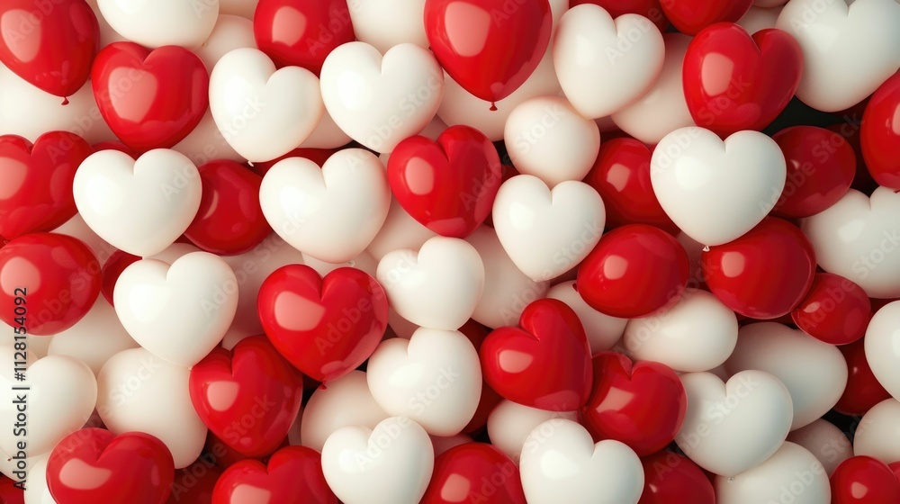 Festive and romantic heart shaped red and white balloons in a cozy room setting creating a joyful and amorous atmosphere perfect for Valentine s Day anniversaries or other celebratory occasions Festive and romantic heart shaped red and white balloons in a cozy room setting creating a joyful and amorous atmosphere perfect for Valentine s Day anniversaries or other celebratory occasions