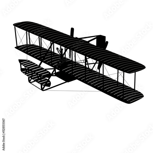 Silhouette Wright flyers, first plane invented 