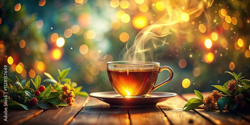 Soft-focus tea photography, a beautiful, artistic illustration of a warm teacup. Soft-focus tea photography, a beautiful, artistic illustration of a warm teacup.