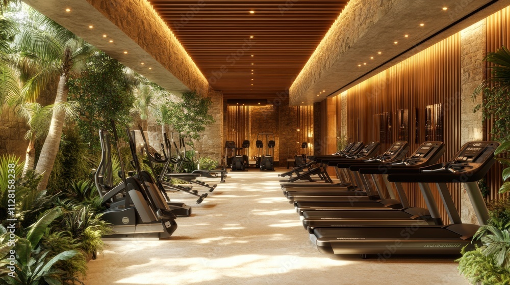 Fototapeta premium Luxurious Tropical Gym Interior