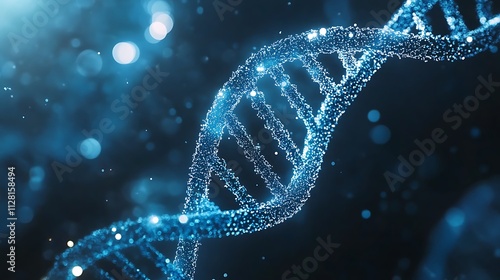 Abstract blue background with a double helix DNA