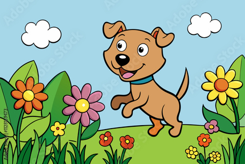 dog and flowers