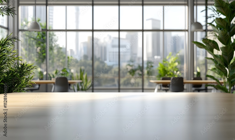 Fototapeta premium Blur focus of White open space office interior can be used as background 