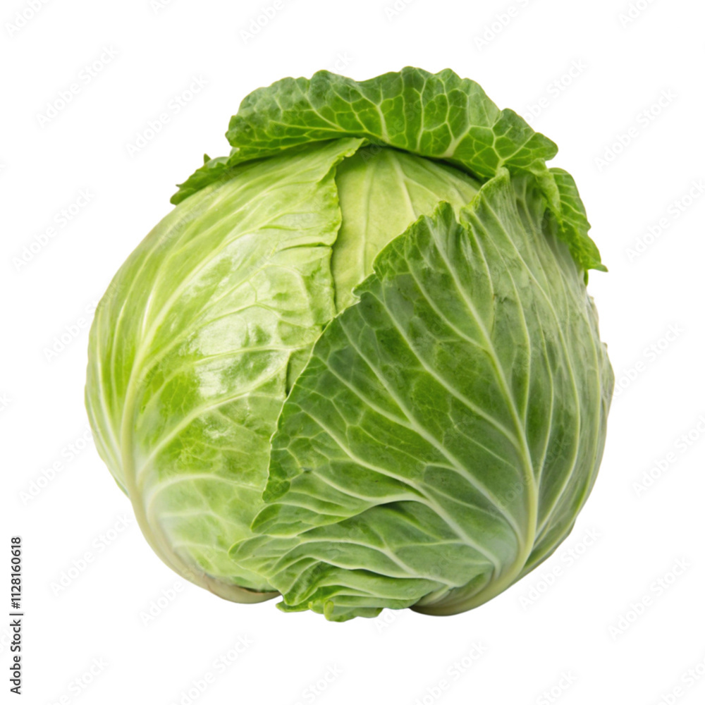 A head of cabbage, isolated on a white background with full depth of field. A head of cabbage, isolated on a white background with full depth of field.