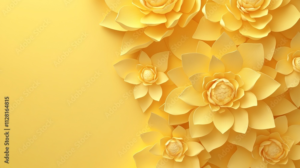 Naklejka premium Yellow Lotus Mandala Design for Wall Mural and Print Products AI generated illustration
