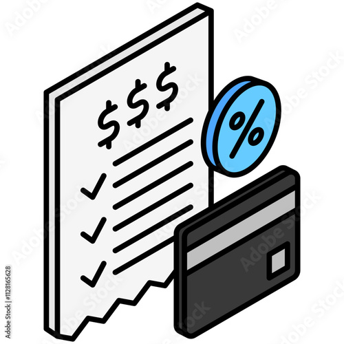 Fees isometric 3D color icon. use for modern concept, print, UI, UX kit, web and app development. Vector EPS 10, related to education, business, finance.