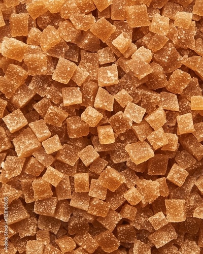 Close-up of raw brown sugar cubes
 photo