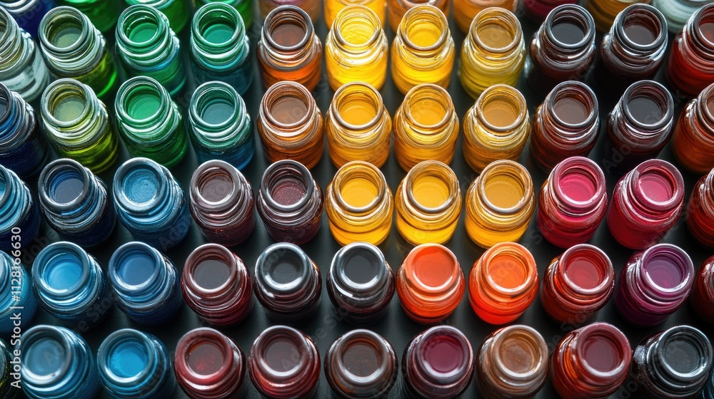 Vibrant Spectrum: A Colorful Array of Glass Bottles Vibrant Spectrum: A Colorful Array of Glass Bottles