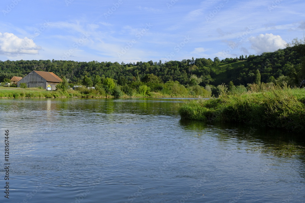 Mainschleife und Weinberge bei Fahr am Main, in der Nähe der Weinstadt Volkach, Landkreis Kitzingen, Unterfranken, Franken, Bayern, Deutschland Mainschleife und Weinberge bei Fahr am Main, in der Nähe der Weinstadt Volkach, Landkreis Kitzingen, Unterfranken, Franken, Bayern, Deutschland