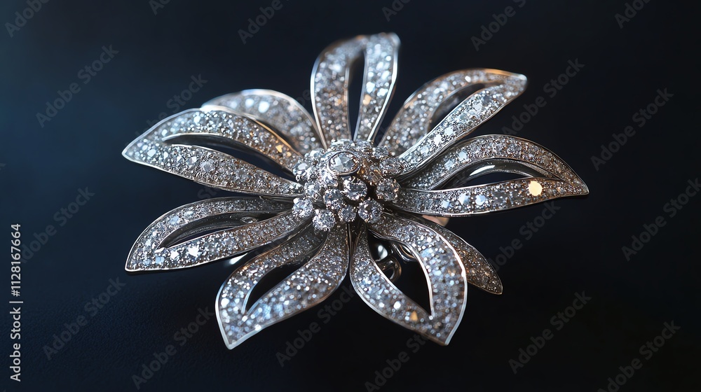Elegant floral brooch with sparkling diamonds. Elegant floral brooch with sparkling diamonds.