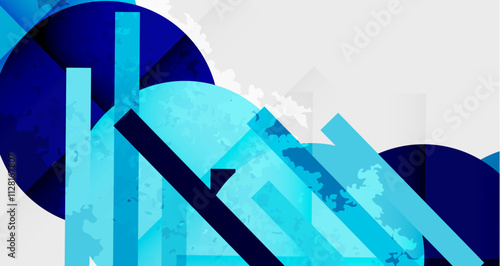 Squares, circles and triangles and grainy noisy texture. Vector Illustration For Wallpaper, Banner, Background, Card, Book Illustration, landing page