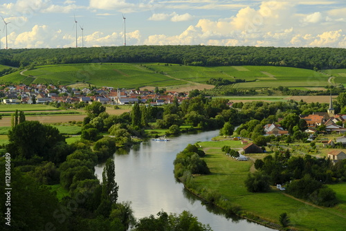 Mainschleife und Weinberge bei Fahr am Main, in der Nähe der Weinstadt Volkach, Landkreis Kitzingen, Unterfranken, Franken, Bayern, Deutschland photo